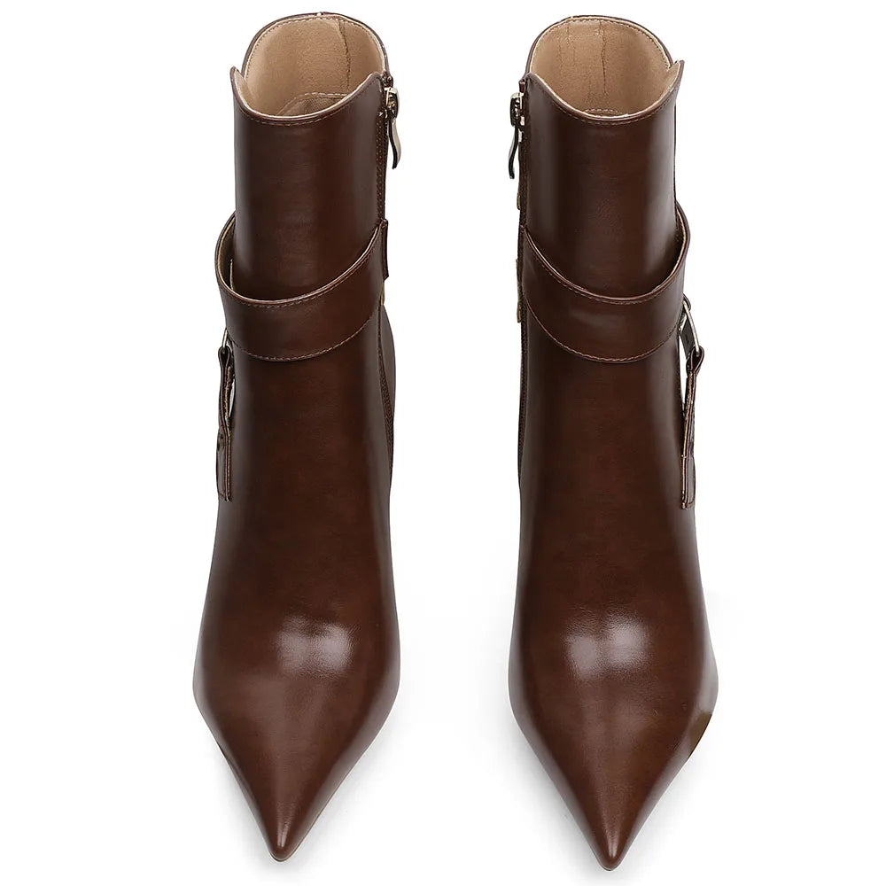 Womens High Heeled Boots Pointed Toe High Side Zipper