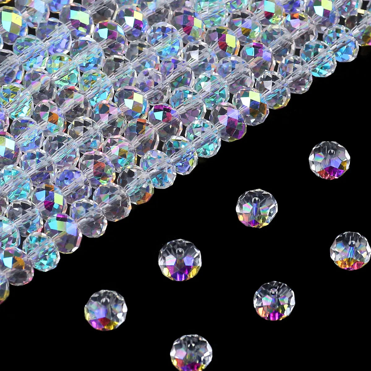 Austrian Crystal Glass Beads Iridescent Transparent Loose Beads For Jewelry