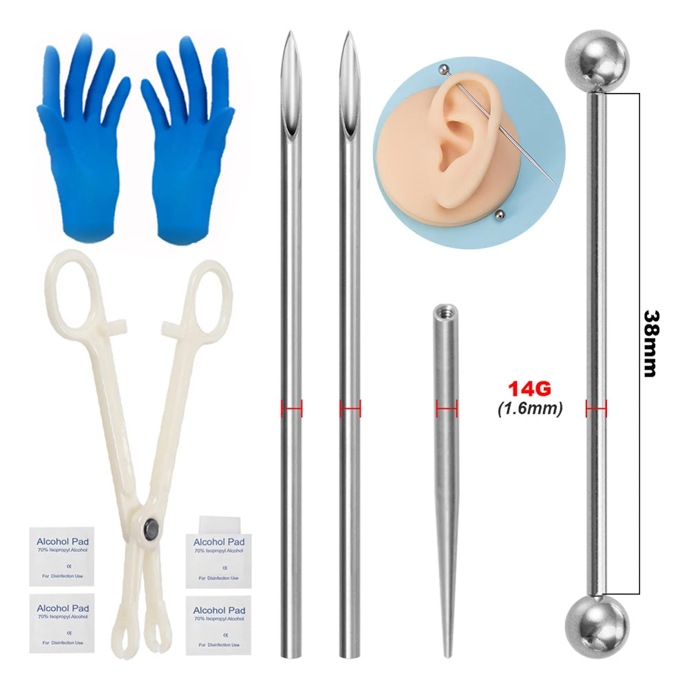Hongtu Body Jewelry Surgical Steel Body Piercing Kit Needles