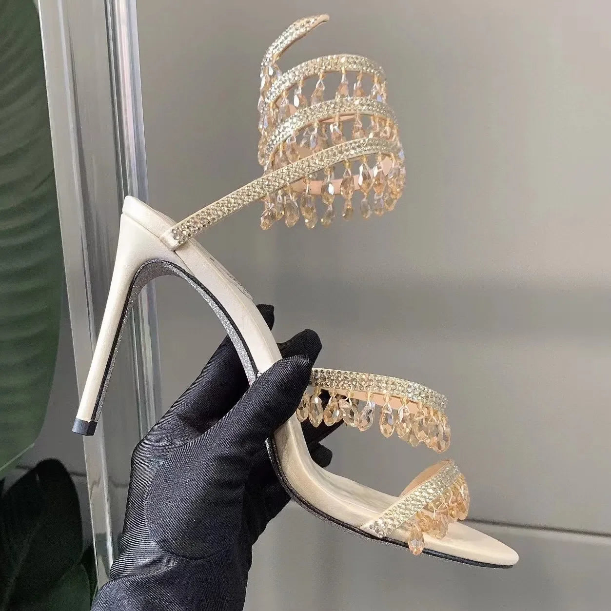 High Heals Ankle Strap Rhinestone