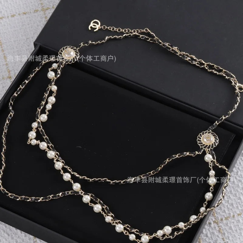 Pearl Necklace With Peach Heart Tassel