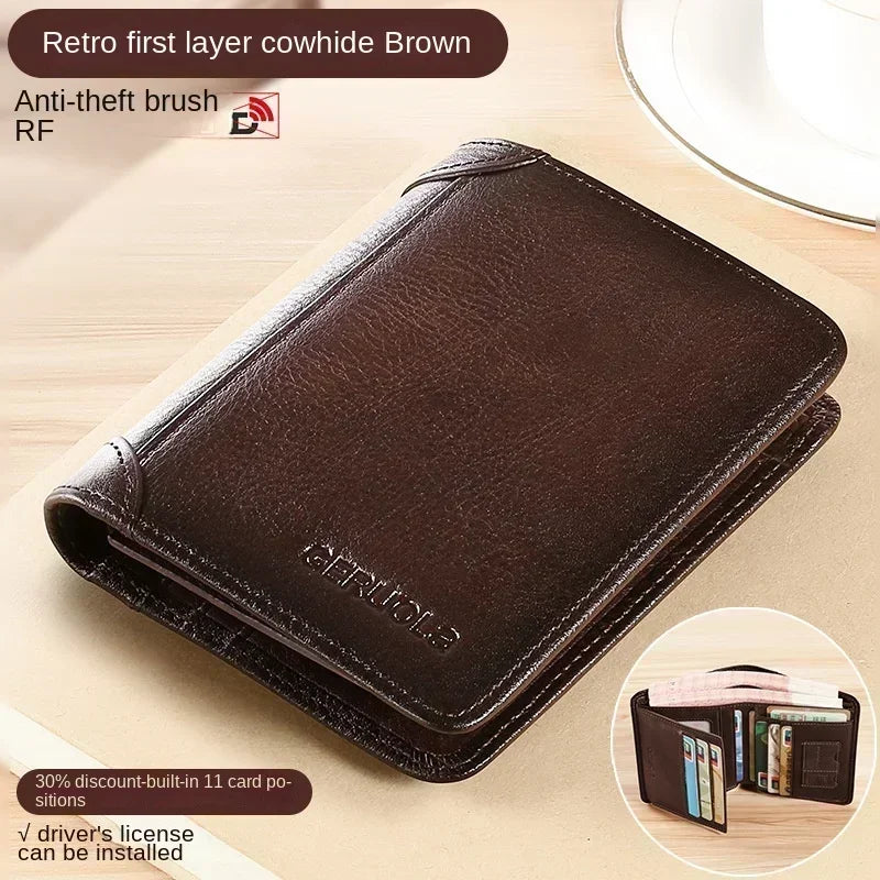 Genuine Leather RFID Blocking Trifold Wallet