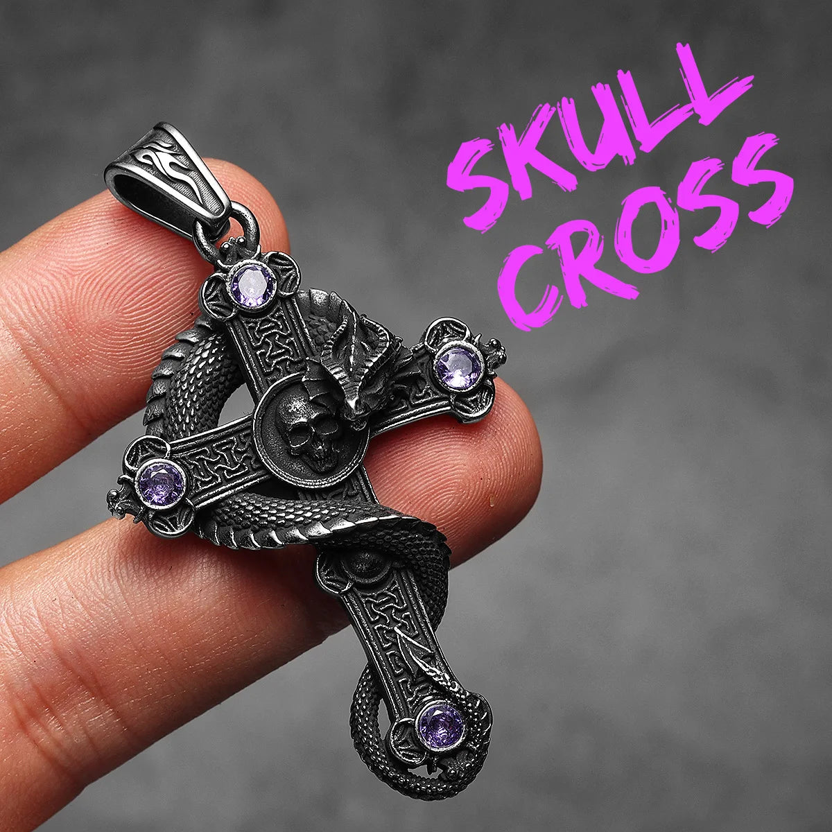 Necklace Dragon Cross Gemstone Pendant