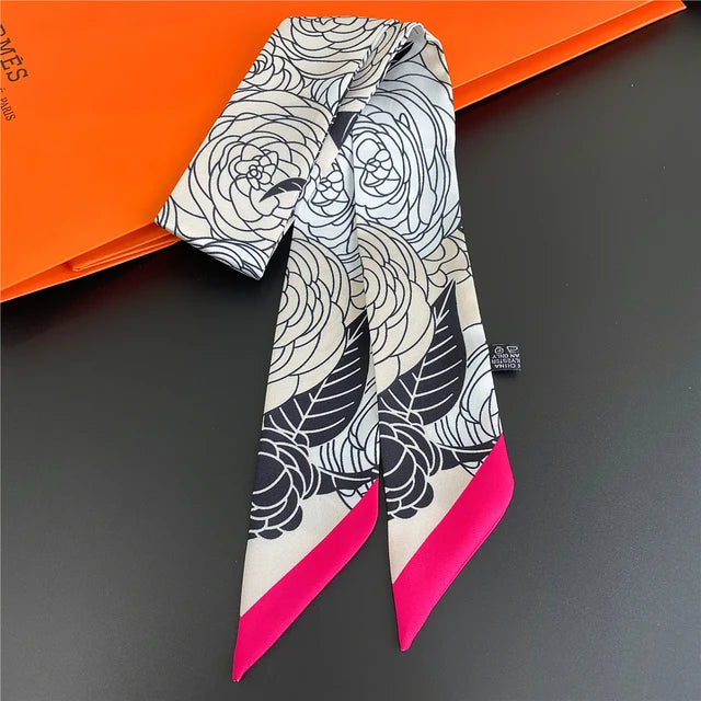Scarf Skinny Plaid Silk Accessory
