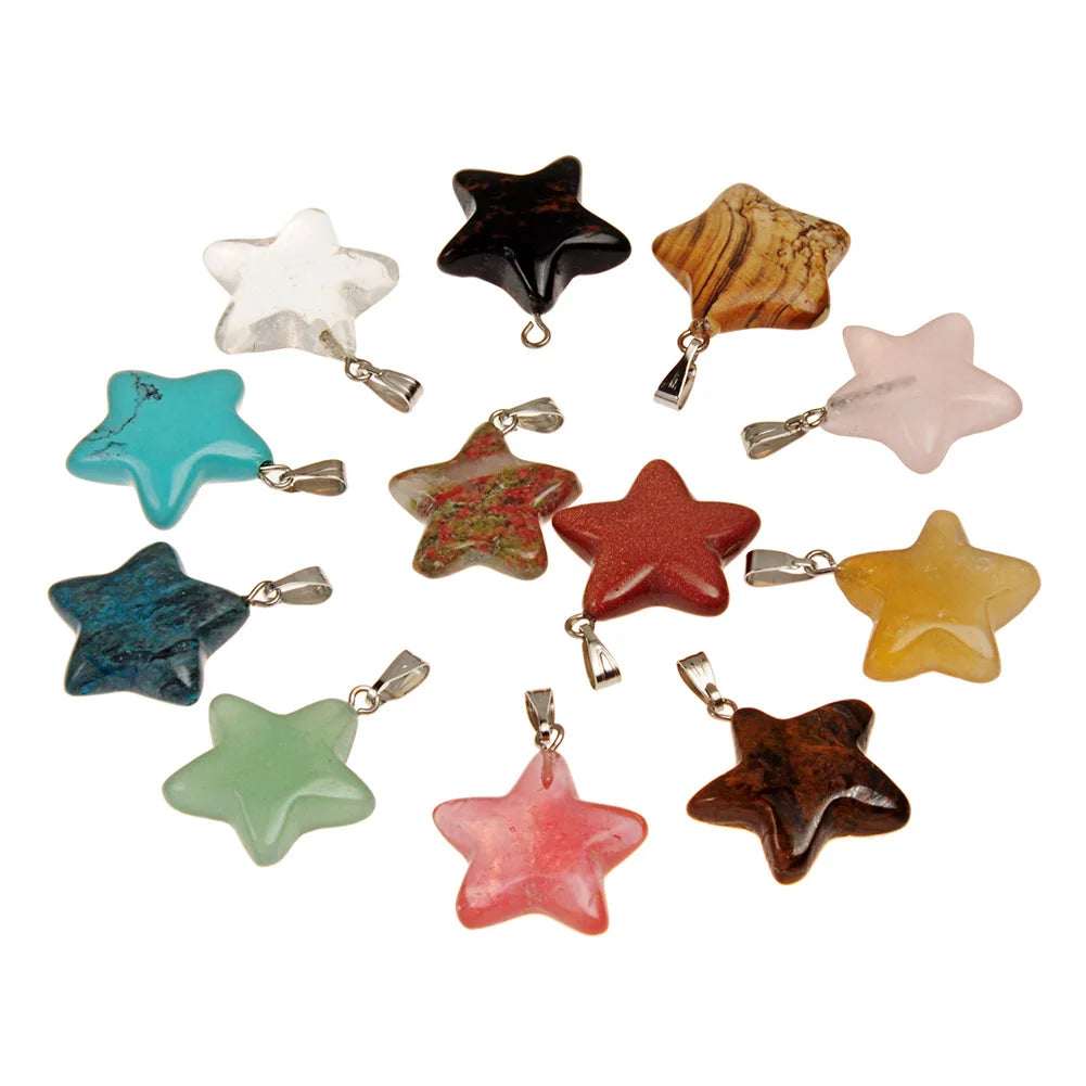 Heart Shaped Stone Pendant Charms Beads 10pcs Random Colors