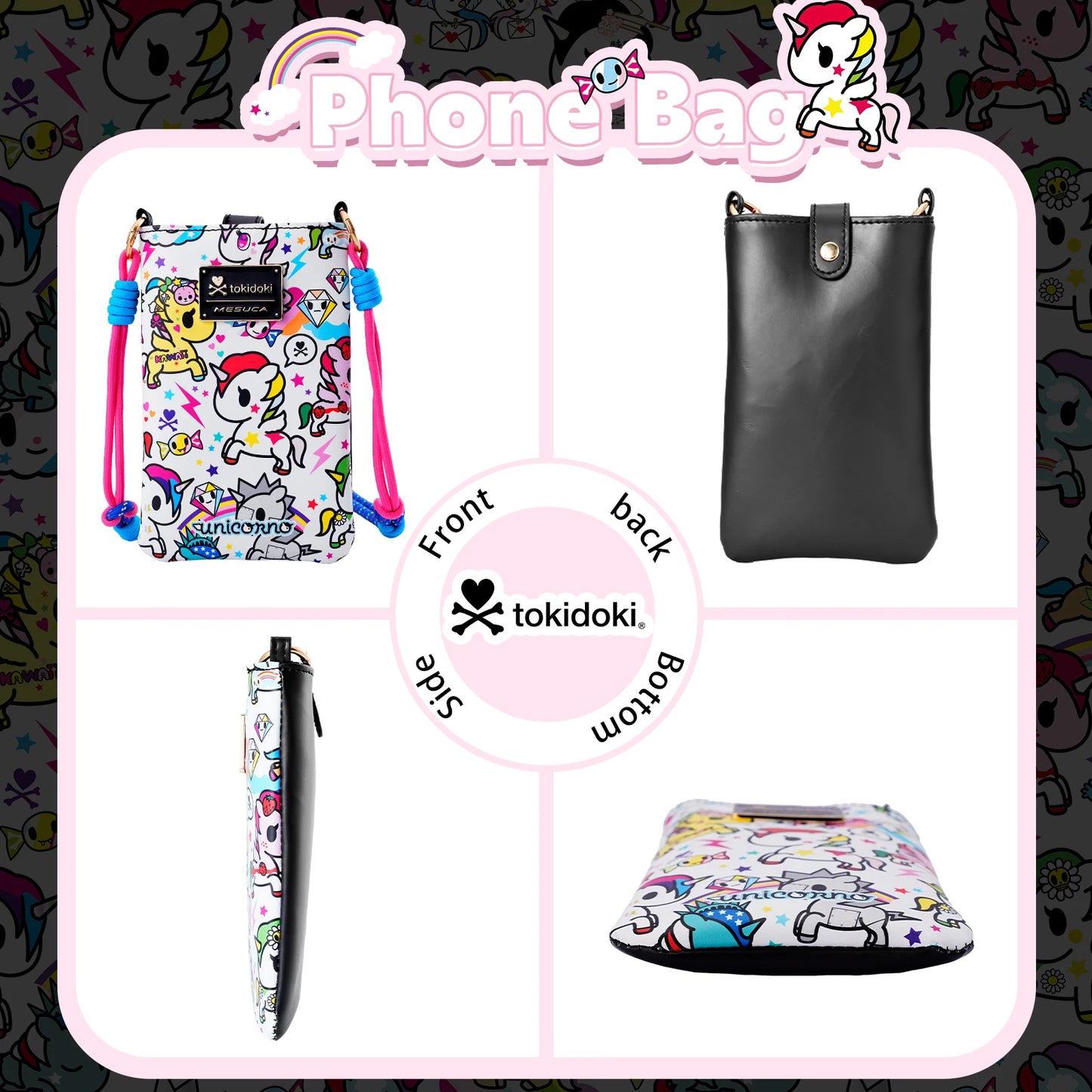 Tokidoki Unicorno PU Leather Crossbody Phone Bag With Adjustable Strap