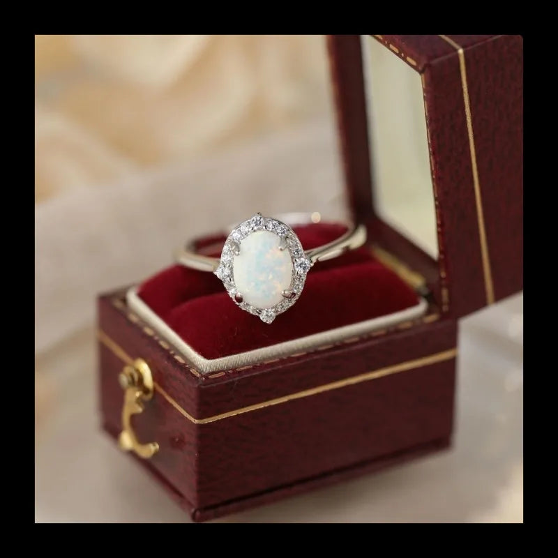 White Opal Water Drop Styling Ring