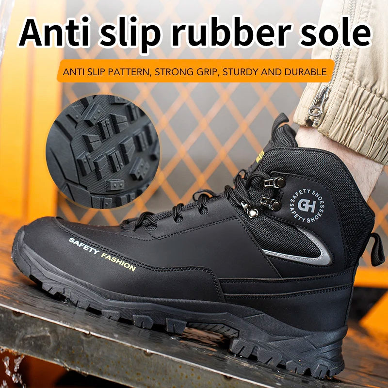 Men's Safety Shoes Steel Toe Anti Puncture Work Boots