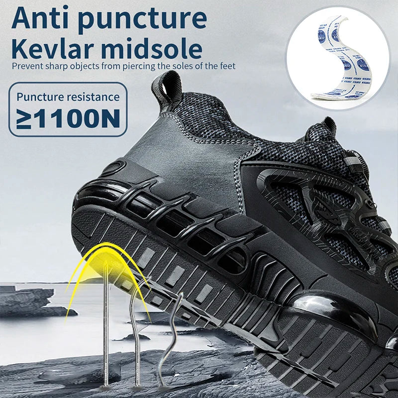 Men's Work Shoes With Elastic Laces