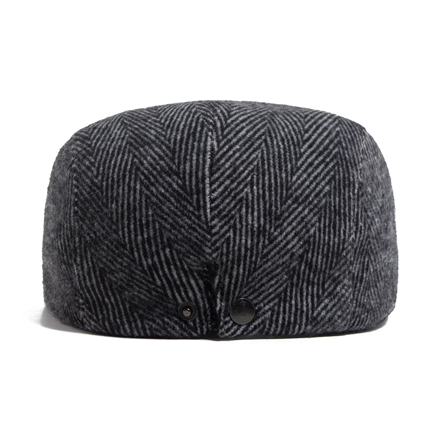 Beret Herringbone Newsboy Cap Adjustable