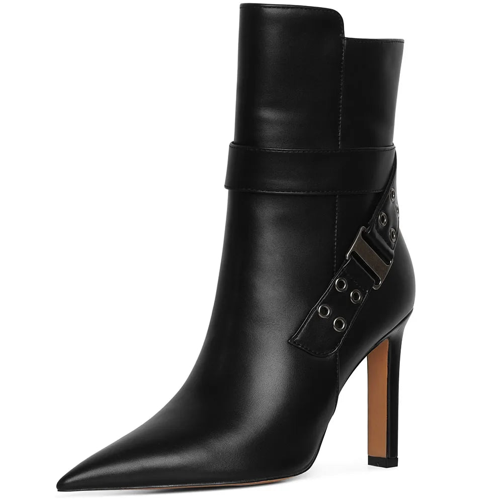 Womens High Heeled Boots Pointed Toe High Side Zipper