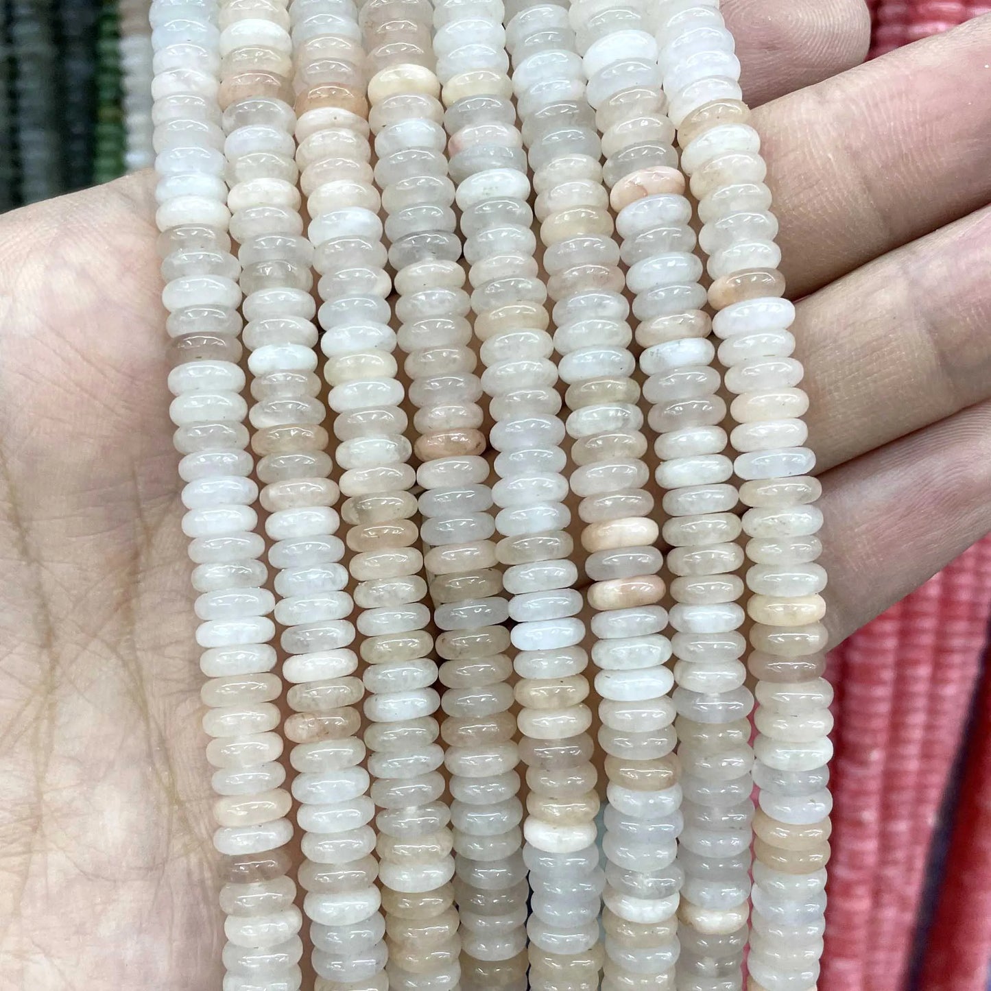 Natural Stone Bead Spacers Quartz Jasper Agate Flat Round