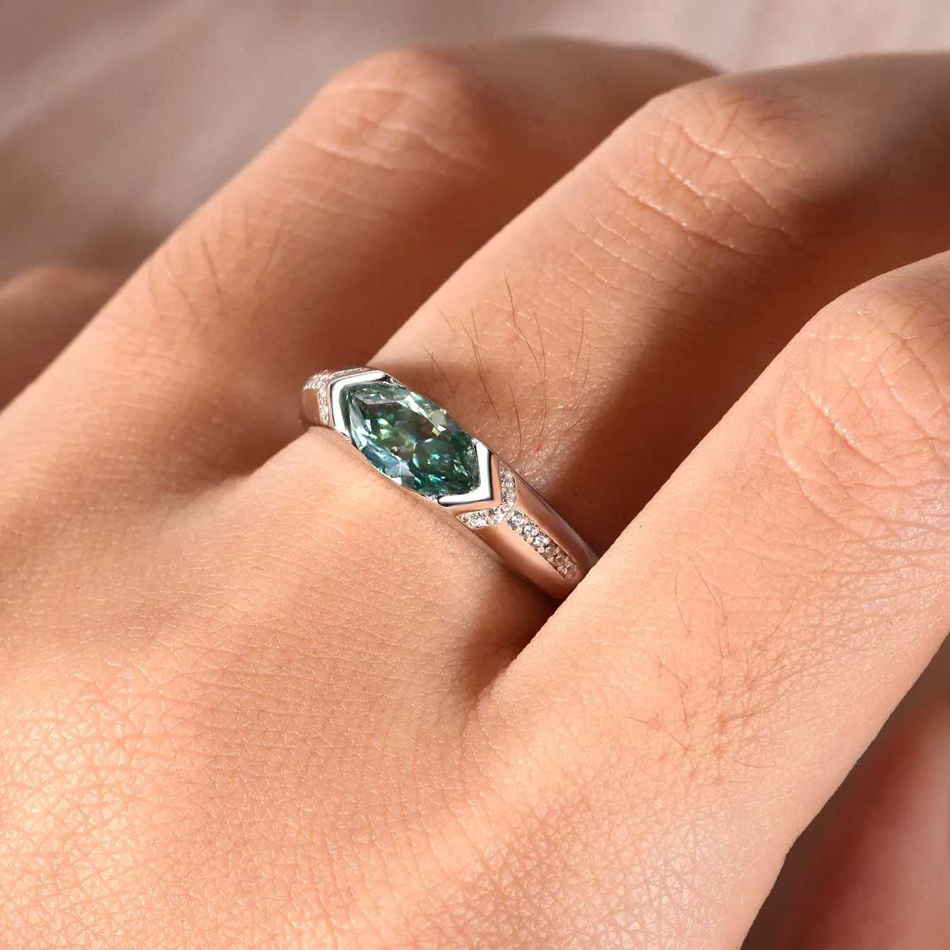 Sterling Silver 925 Moissanite Marquise Ring 1 Carat
