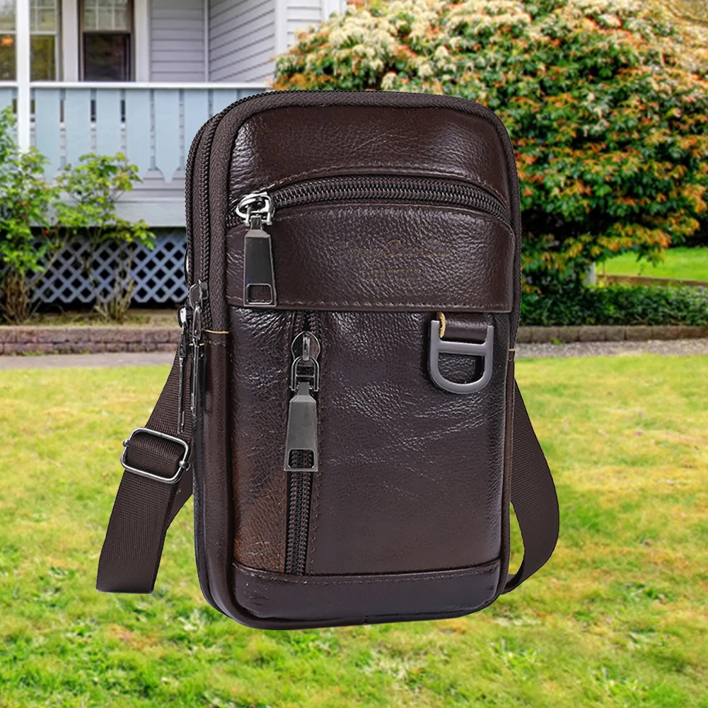 APWIKOGER Men Crossbody Bag Waterproof Leather Shoulder Bag For Travel