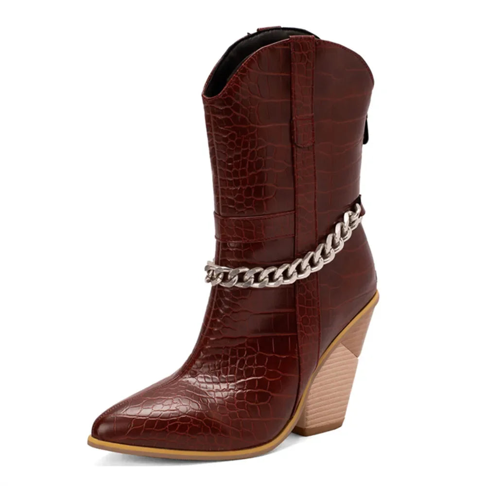 Womens Cowboy boots Snake Print