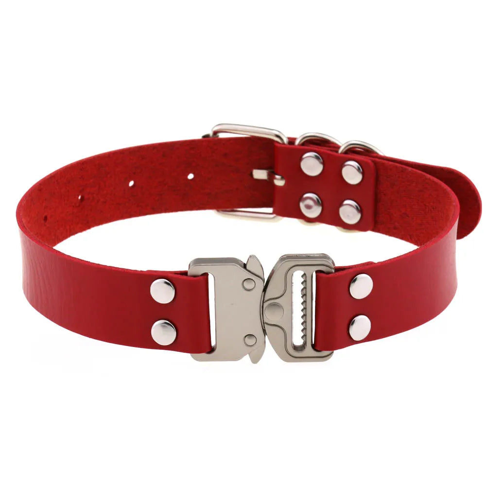 Choker Buckle Necklace PU Leather Cosplay