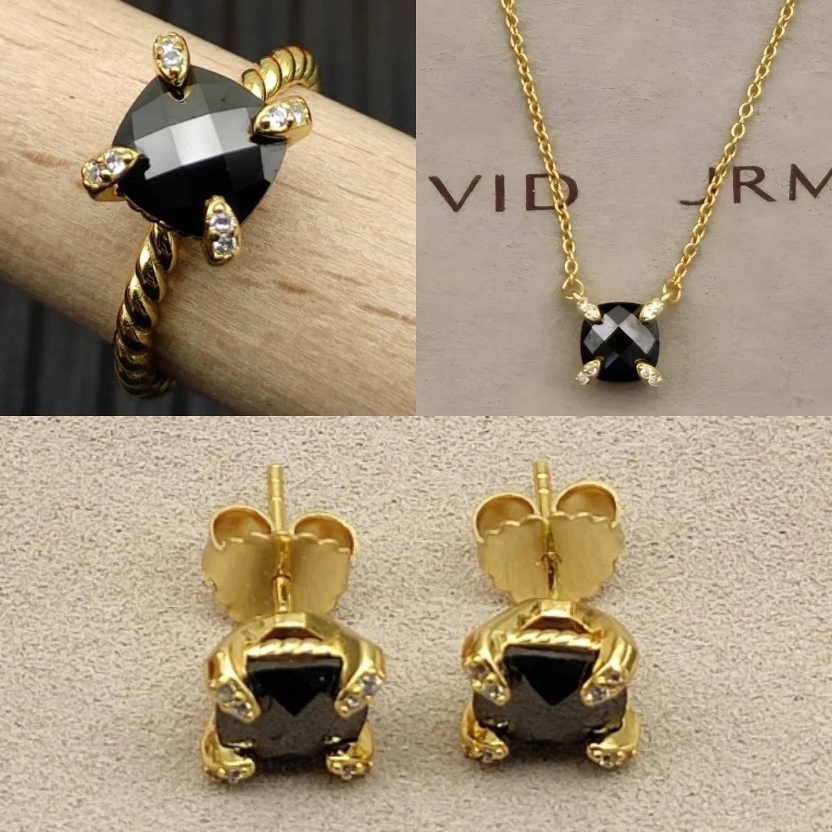 Earrings, Necklace, Ring 8mm Stone Set