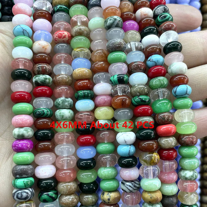 Natural Stone Beads For Jewelry Making Agate Quartz Wheel Beads