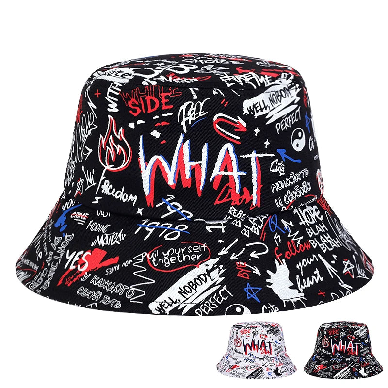 Hat Graffiti Print Bucket Hat Sun Protection