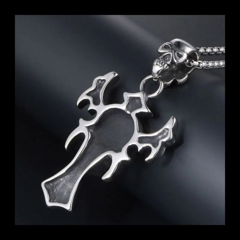 Skull Pendant Necklace Cross Skull Vintage Style