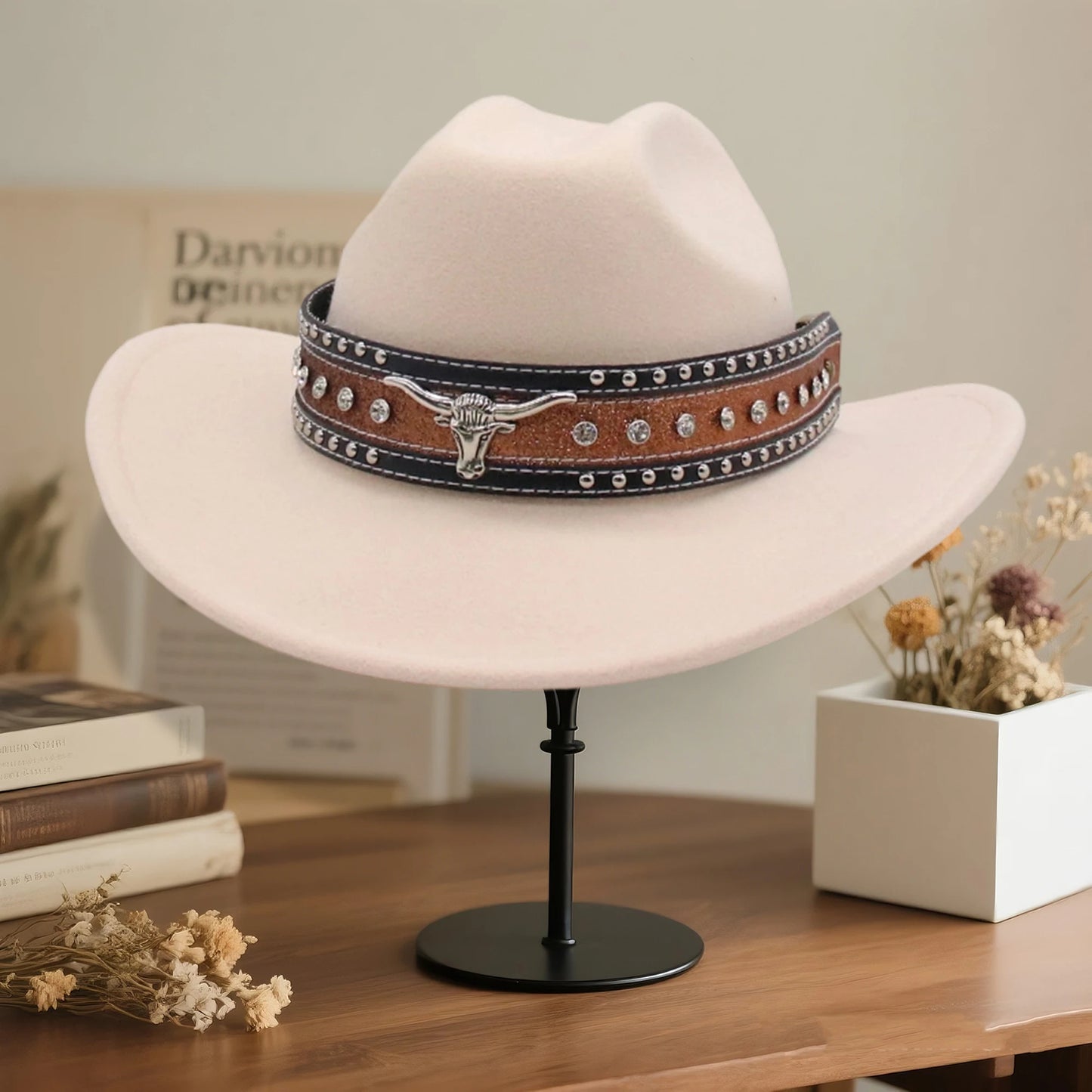 Hat Fashion Rhinestone Wide Brim Cowboy