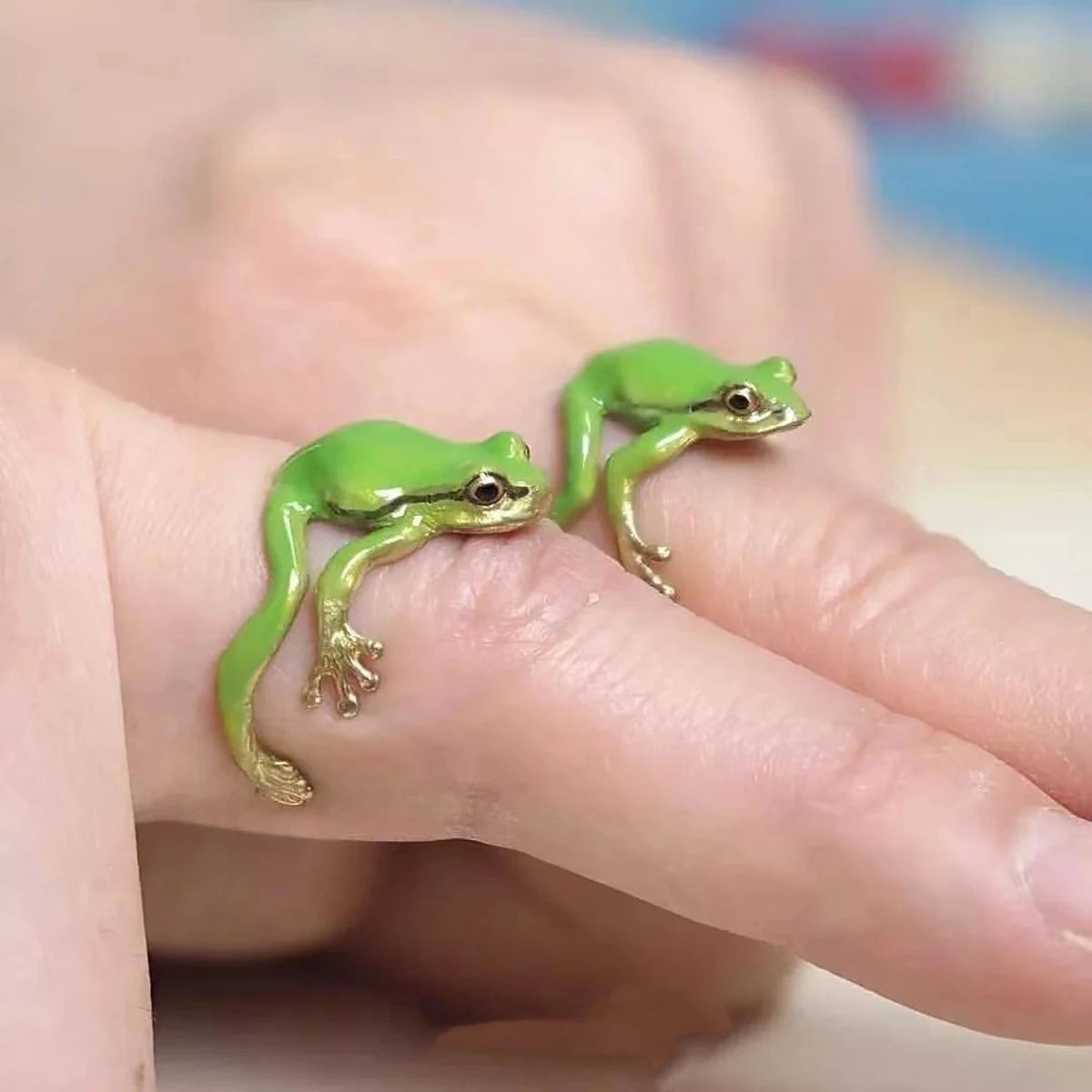 Ring Enamel Frog Open Ring 925 Silver Plating N856