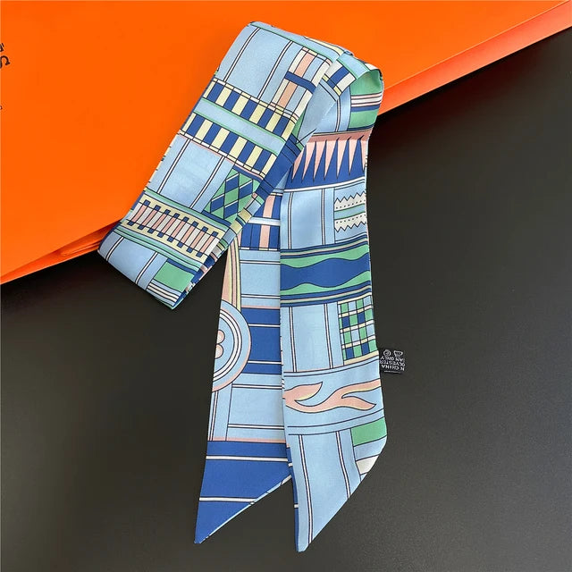 Scarf Skinny Plaid Silk Accessory