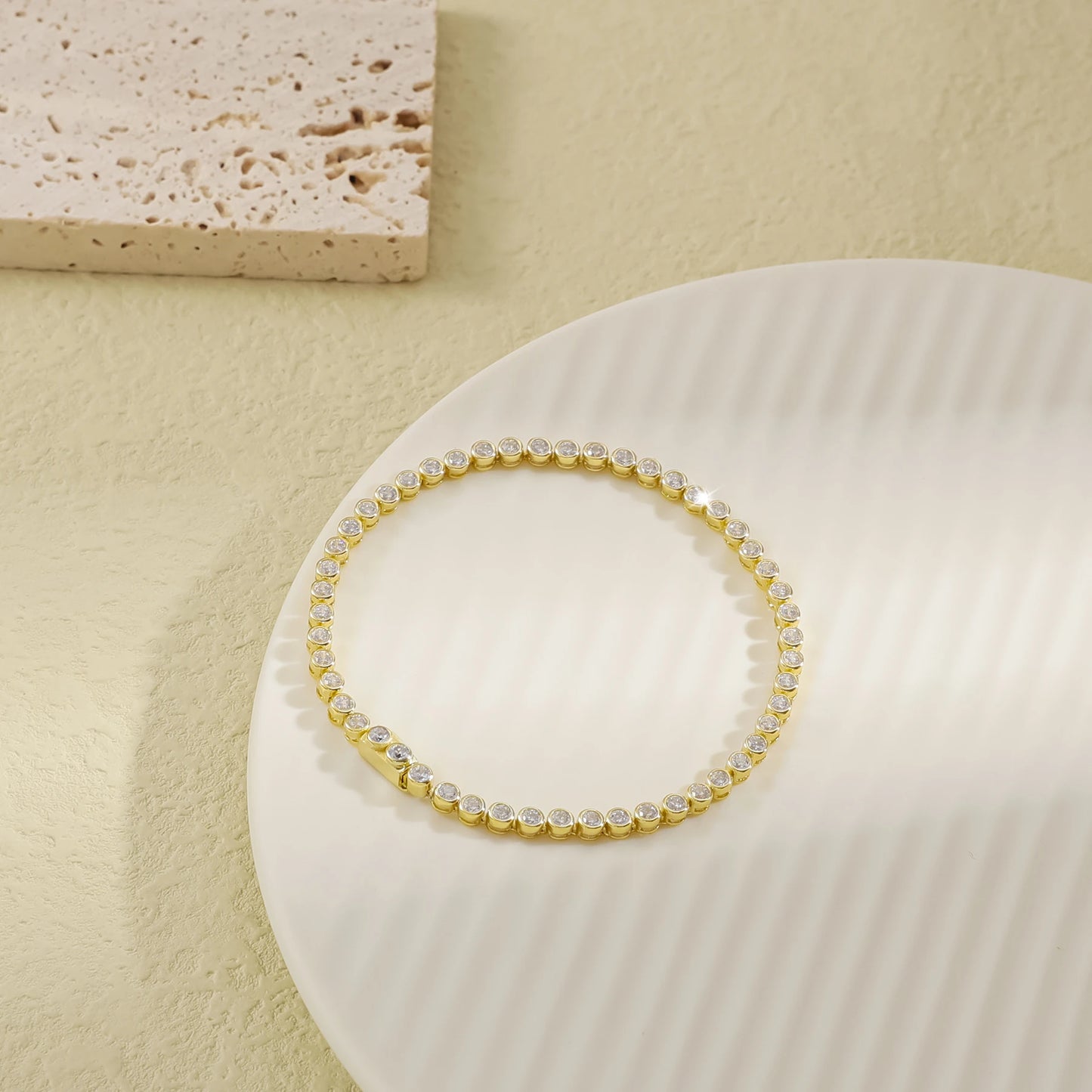 Moissanite Bracelet Set 14K Gold