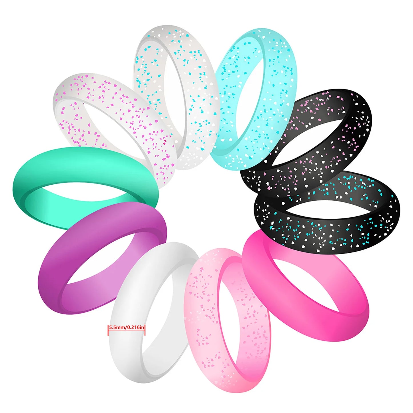 10 Pack Silicone Rings for Women Wedding Band Set Everyday