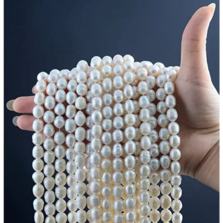 MDNG Freshwater Pearl Beads 100Pcs Oval With 0.7mm Holes