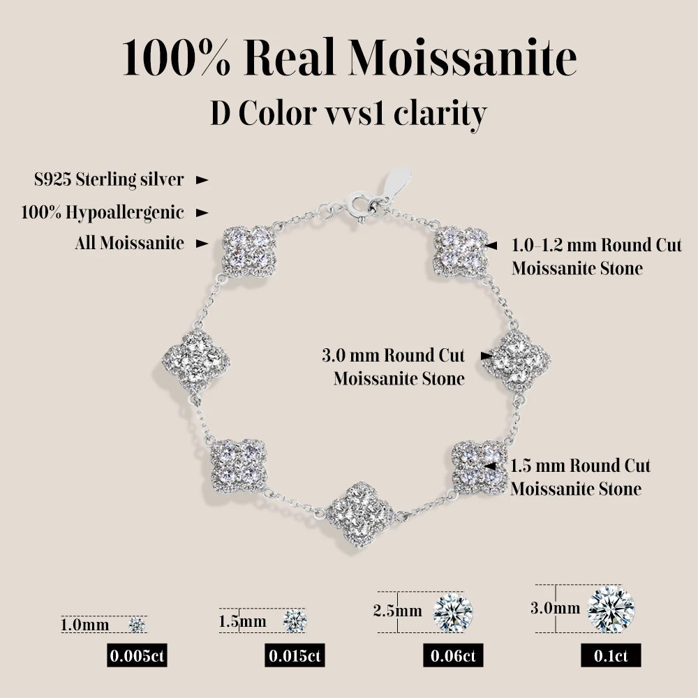 Bracelets S925 Silver Yellow Gold Plated Moissanite