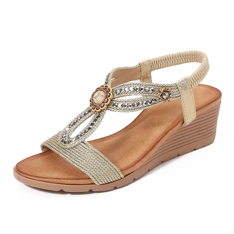 Sandals Women Wedge Heel Rhinestone