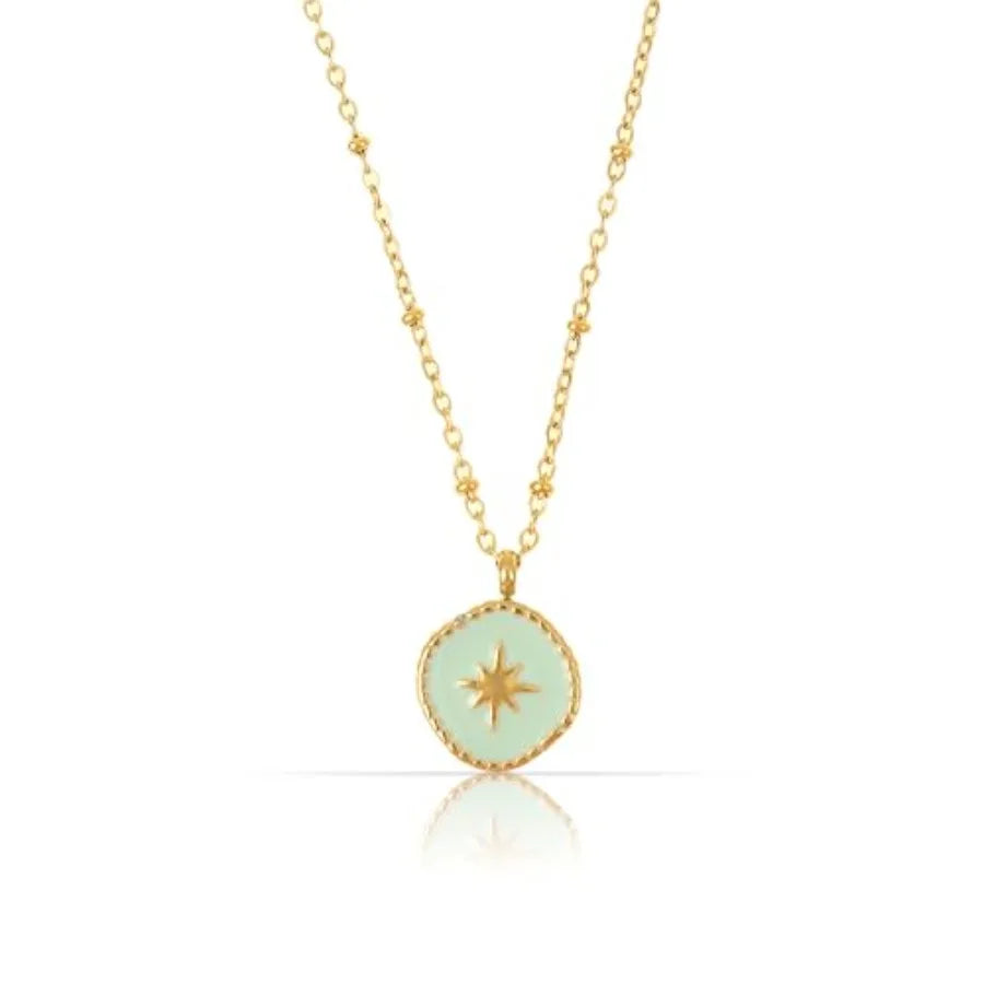 Necklace Sterling Silver North Star Pendant With Rhinestones