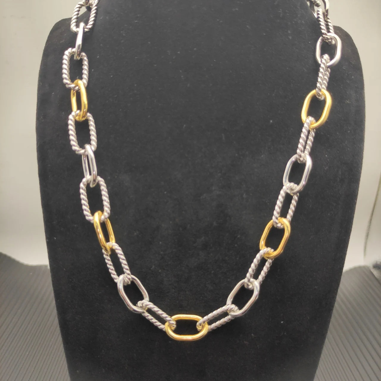 Unisex Sterling Silver 925 Zircon Madison Chain Two-Tone Necklace