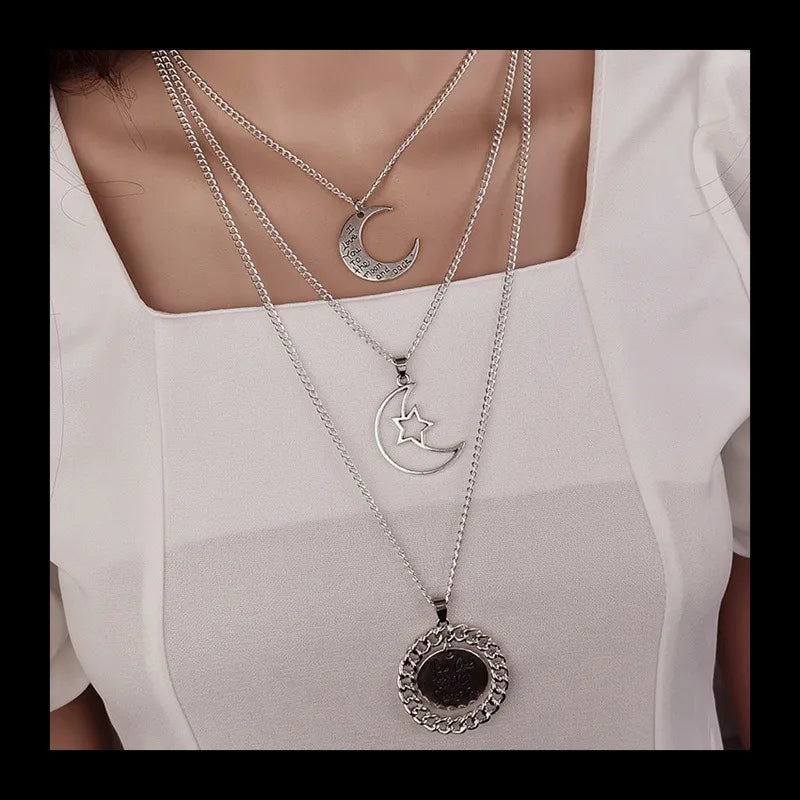 Star Moon Necklace Pendant Chain