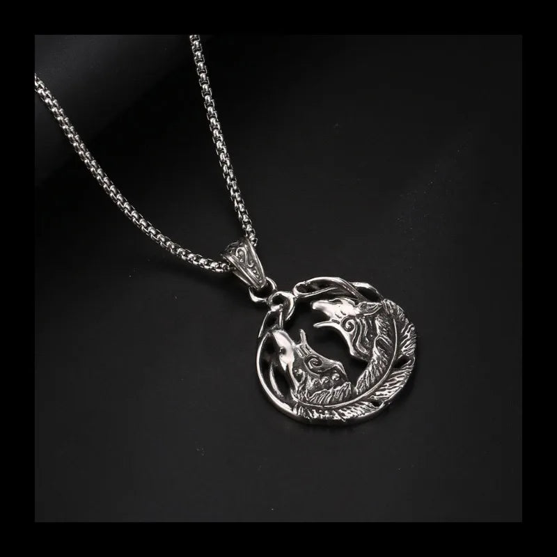 Wolf Pendant Necklace Titanium Steel