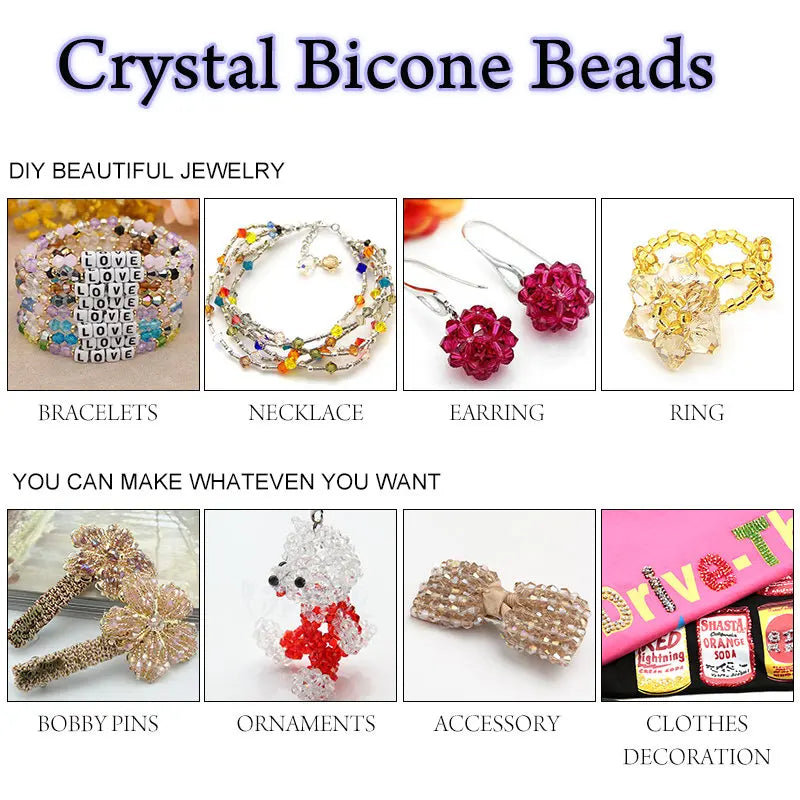 Glass Bicone Beads Faceted Crystal For Jewelry Making