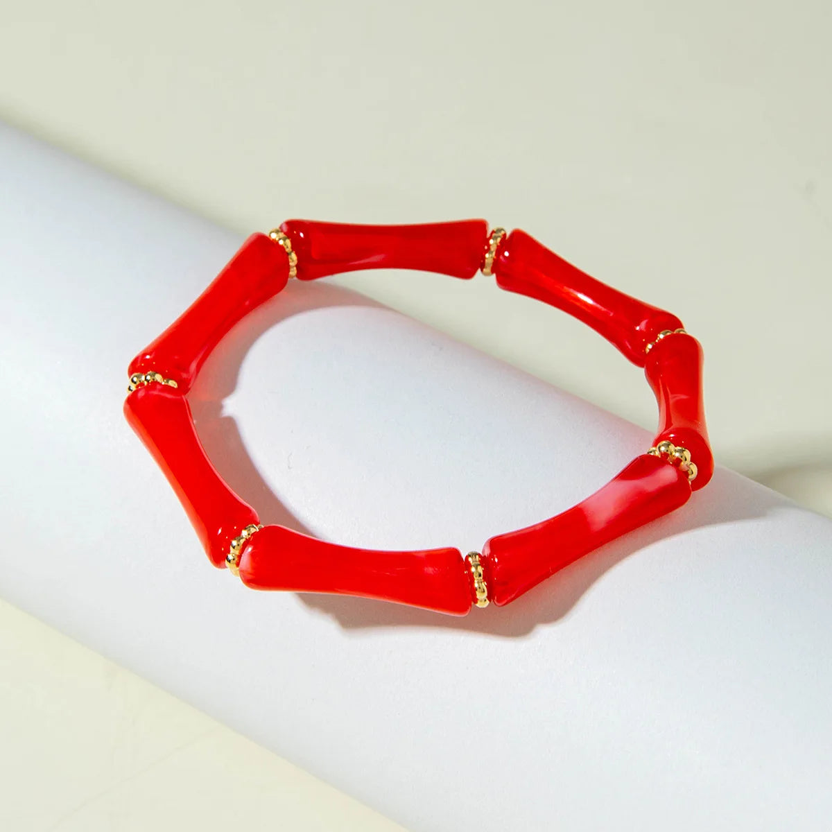 Bracelet Bamboo Tube Elastic Beaded