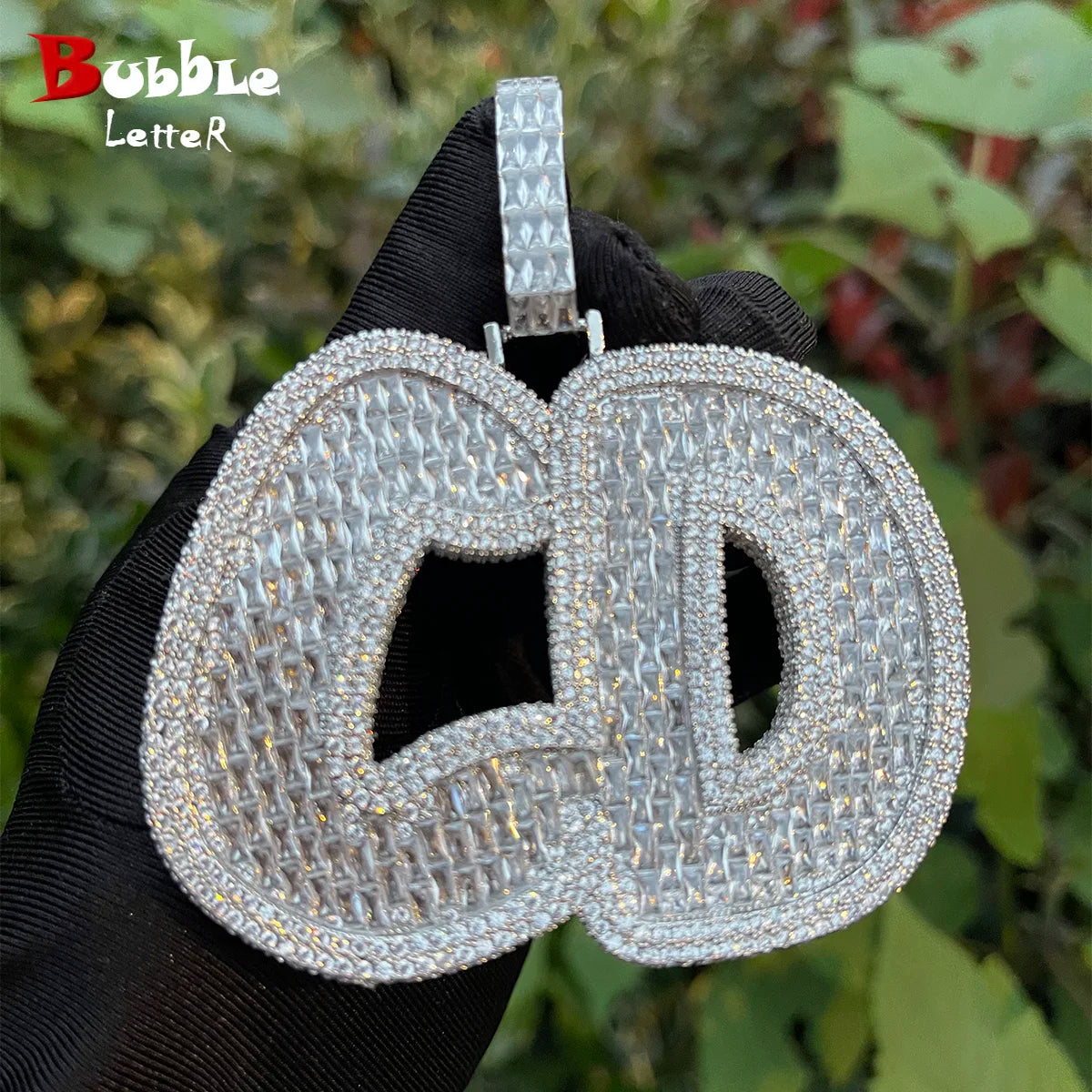 Bubble Letter Custom Name Necklace  Iced Out