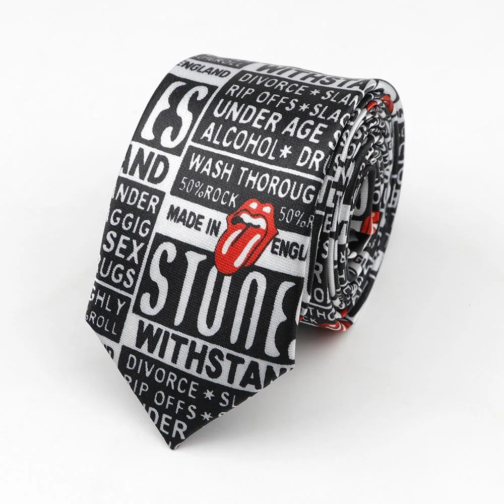 Necktie Musical Notes Printed With Piano Guitar Pattern