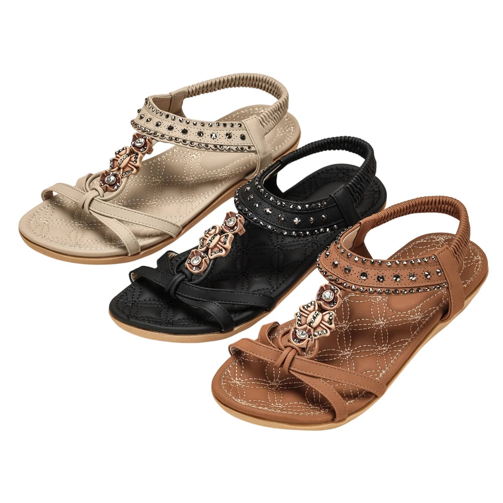 Women Flat Sandals Rhinestones