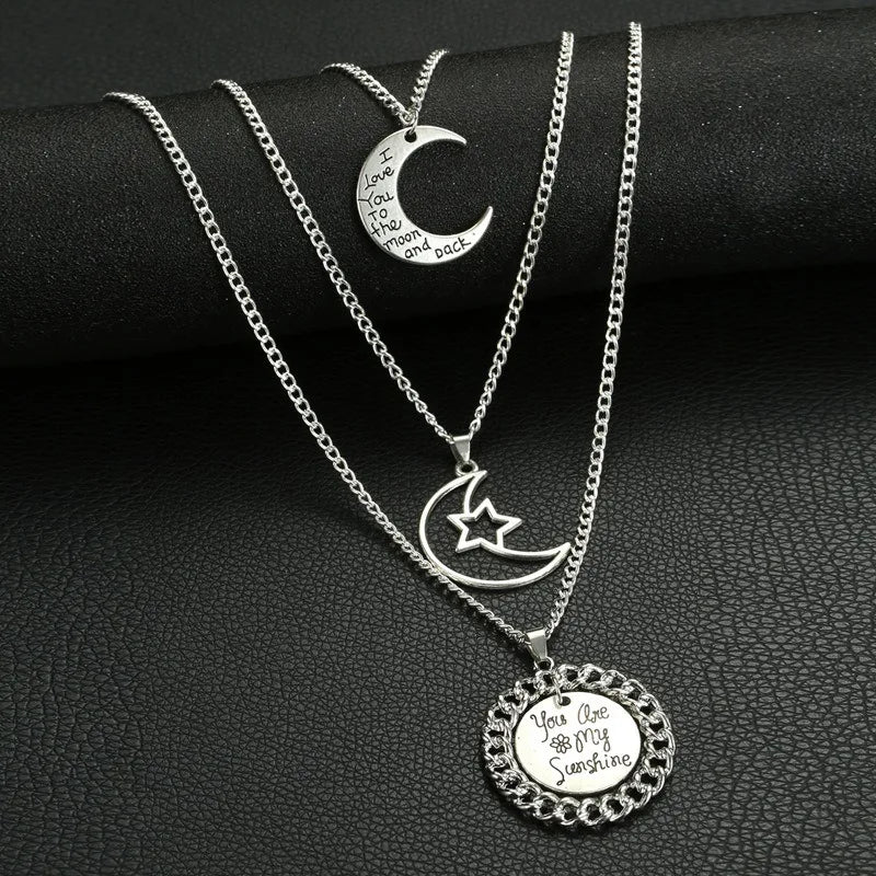 Star Moon Necklace Pendant Chain