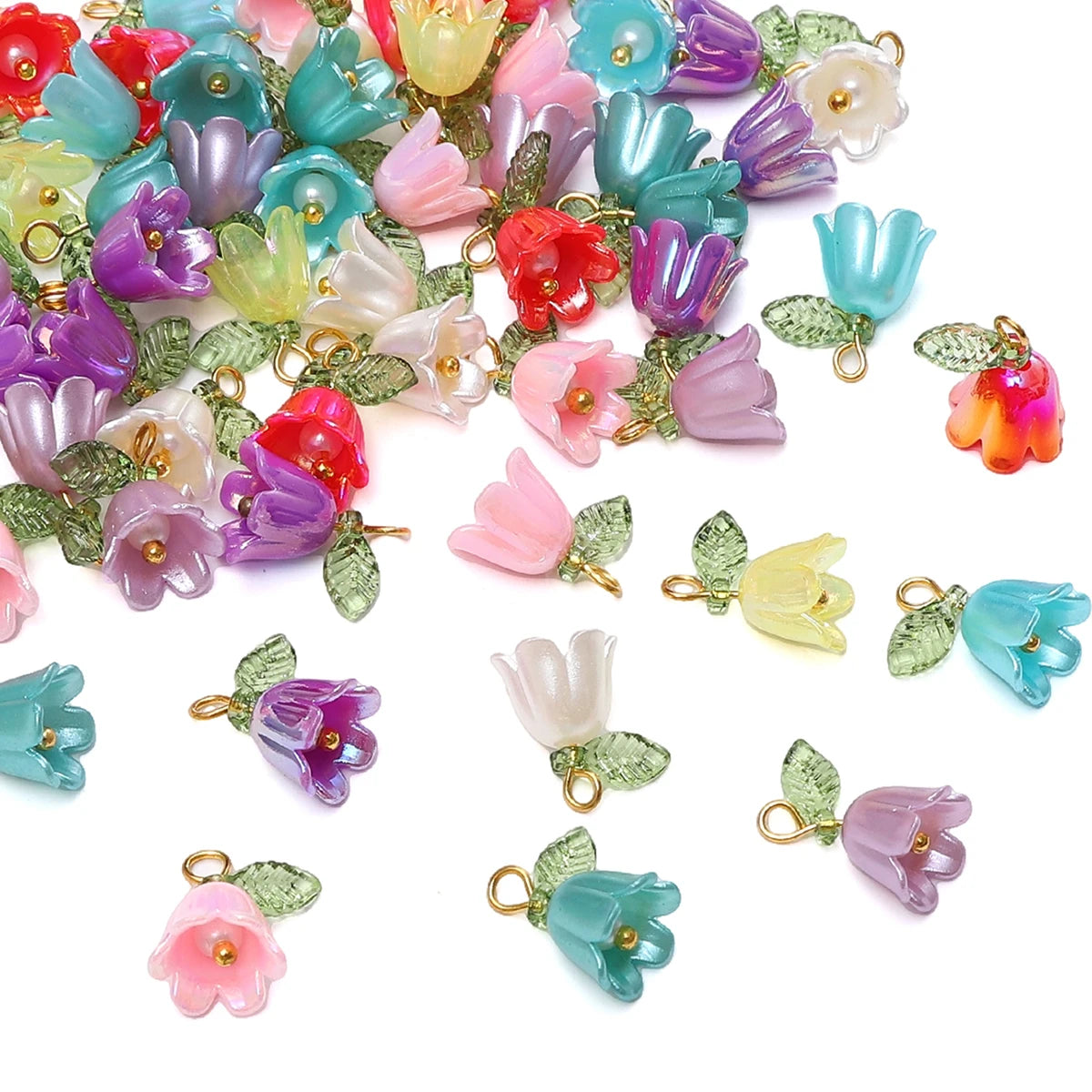 Acrylic Lily of the Valley Flower Bud Beads for Jewelry