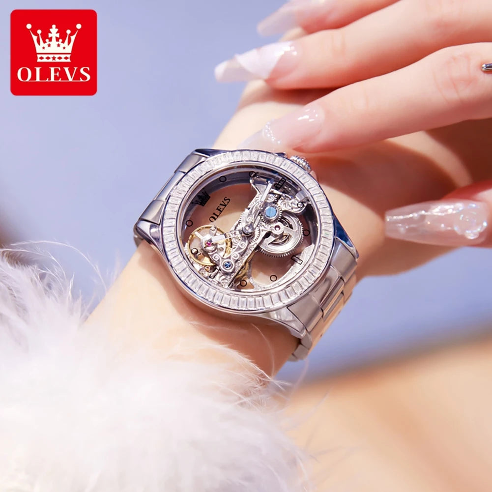 OLEVS Automatic Mechanical Women's Watch Big Dial Design Bracelet
