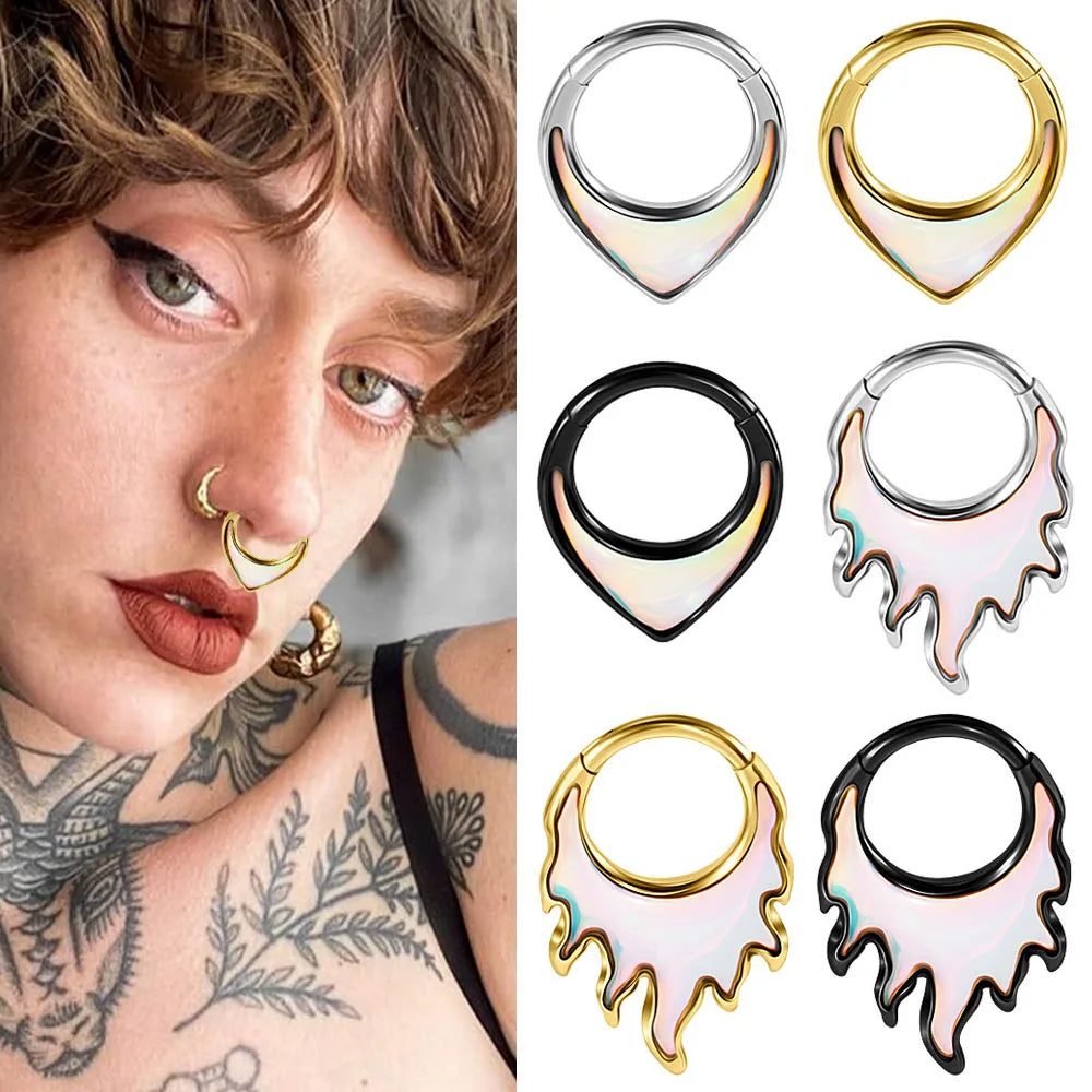 Nose Ring Septum Stainless Steel Oil Drop