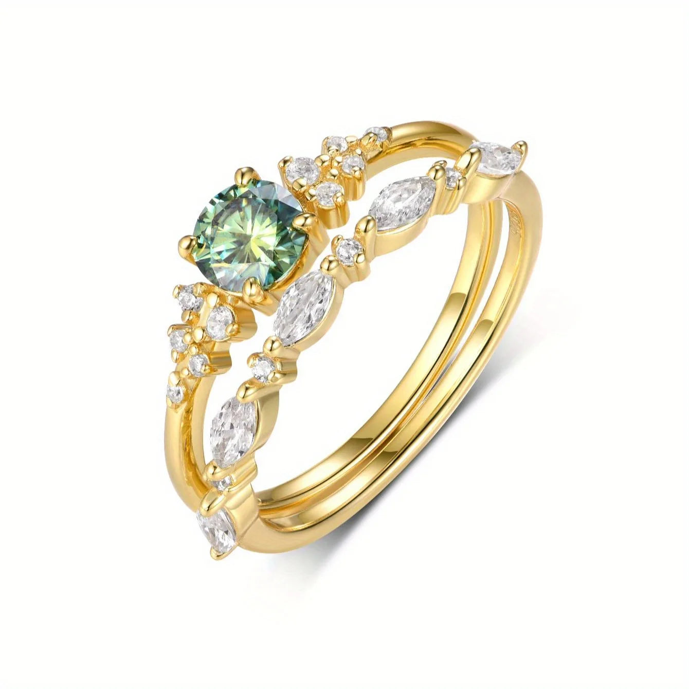 925 Silver Moissanite Ring Set Wedding Jewelry