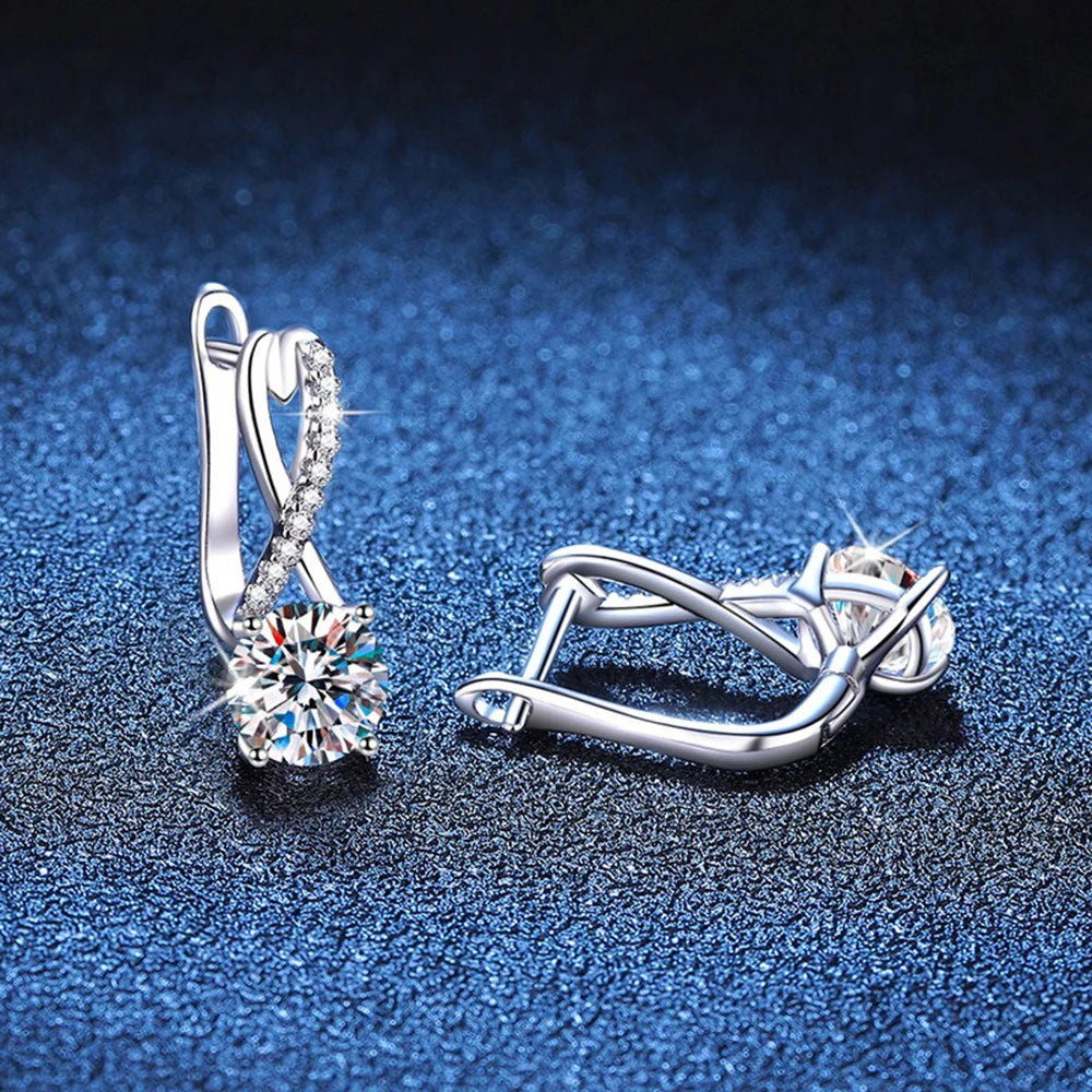 Earrings Sterling Silver Moissanite Claw