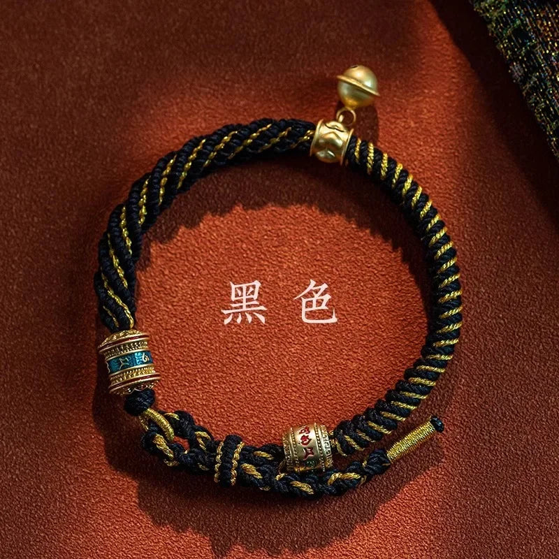 Om Mani Padme Hum Tibetan Knot Cord Bracelet Unisex Cotton
