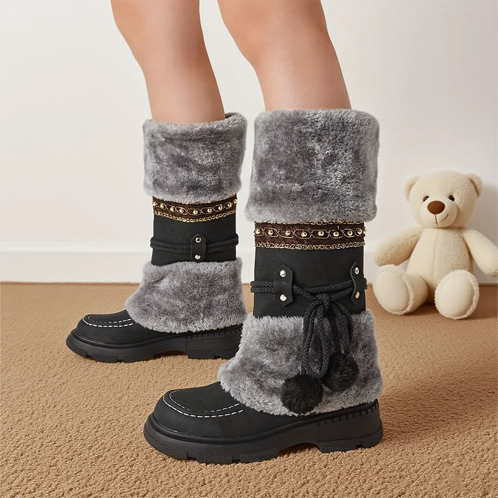 Women Snow Boots Platform Faux Fur Lining