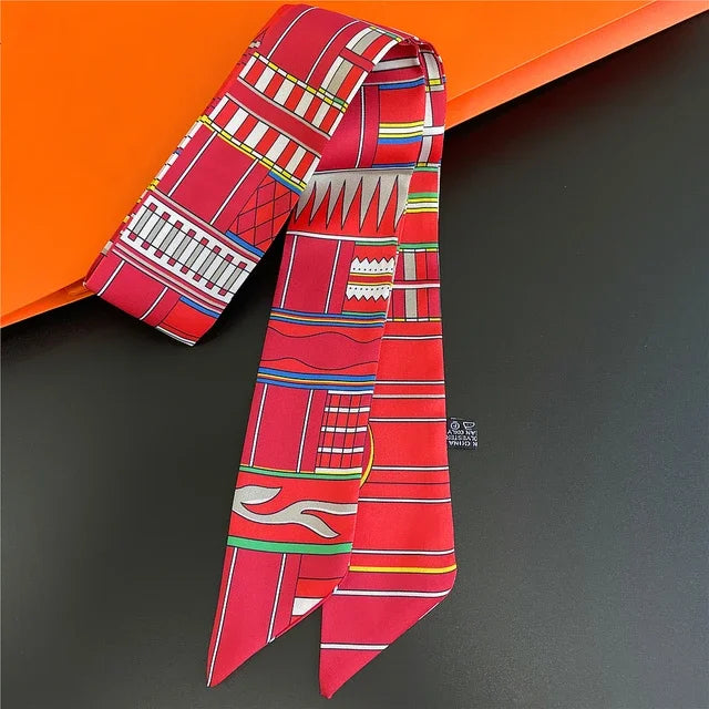 Scarf Skinny Plaid Silk Accessory